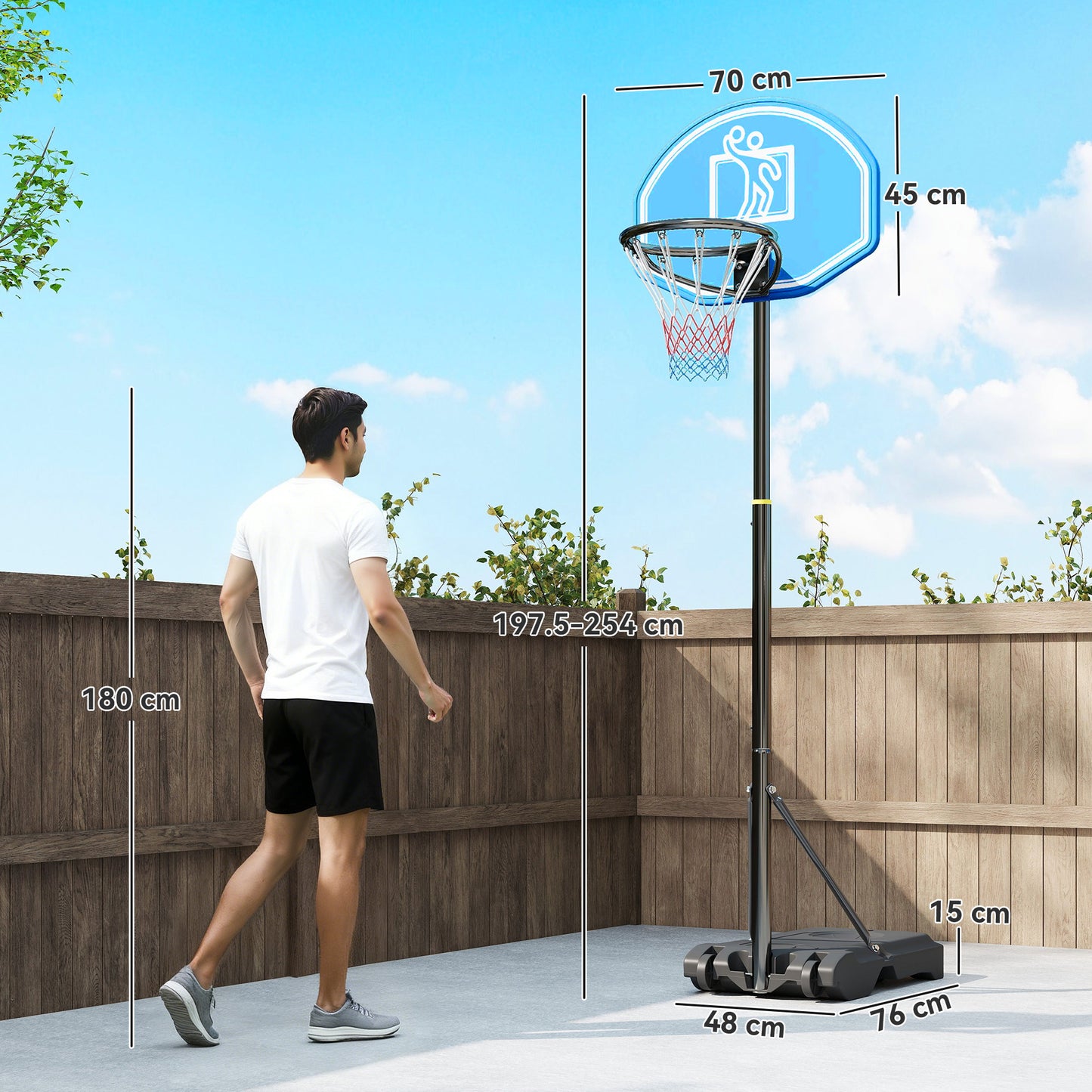 Adjustable Basketball Hoop and Stand W/ Wheels and Weight Base 1.6-2.1M