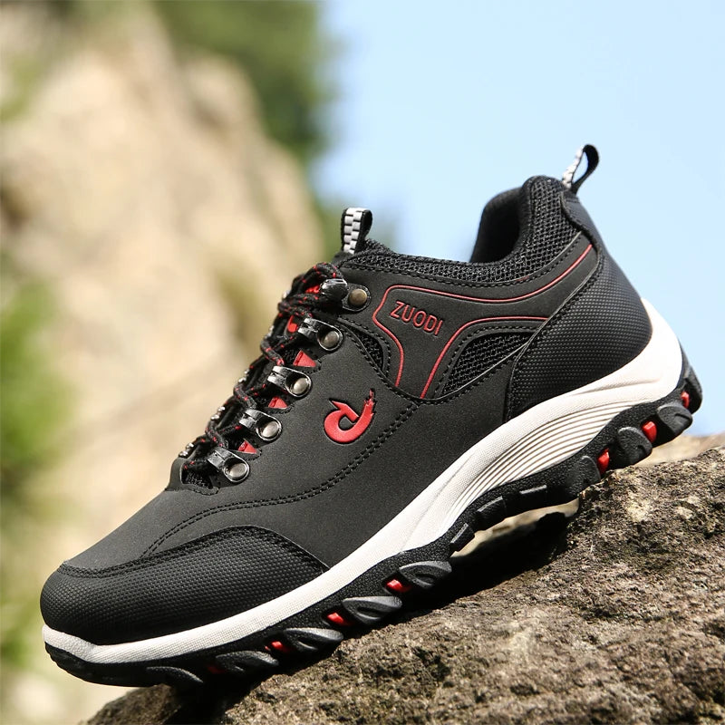 Autumn And Winter Models, Men's Waterproof Hiking Shoes, Outdoor PU Leather Sports Shoes, Wear-Resistant,  Walking, Tactical
