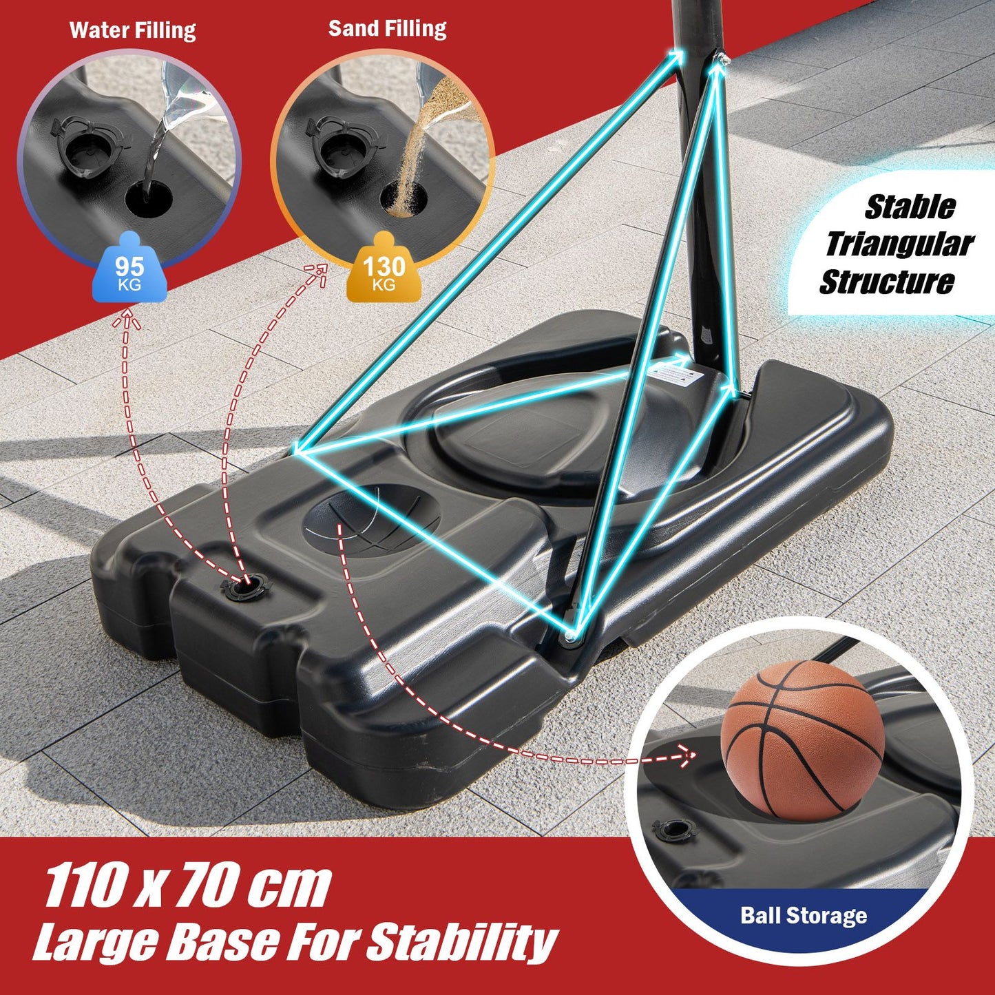 5.5-10FT Adjustable Basketball Goal System with 9-Position Adjustable Height