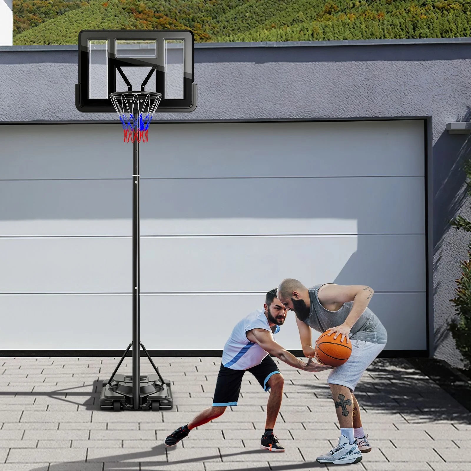 5.5-10FT Adjustable Basketball Goal System with 9-Position Adjustable Height