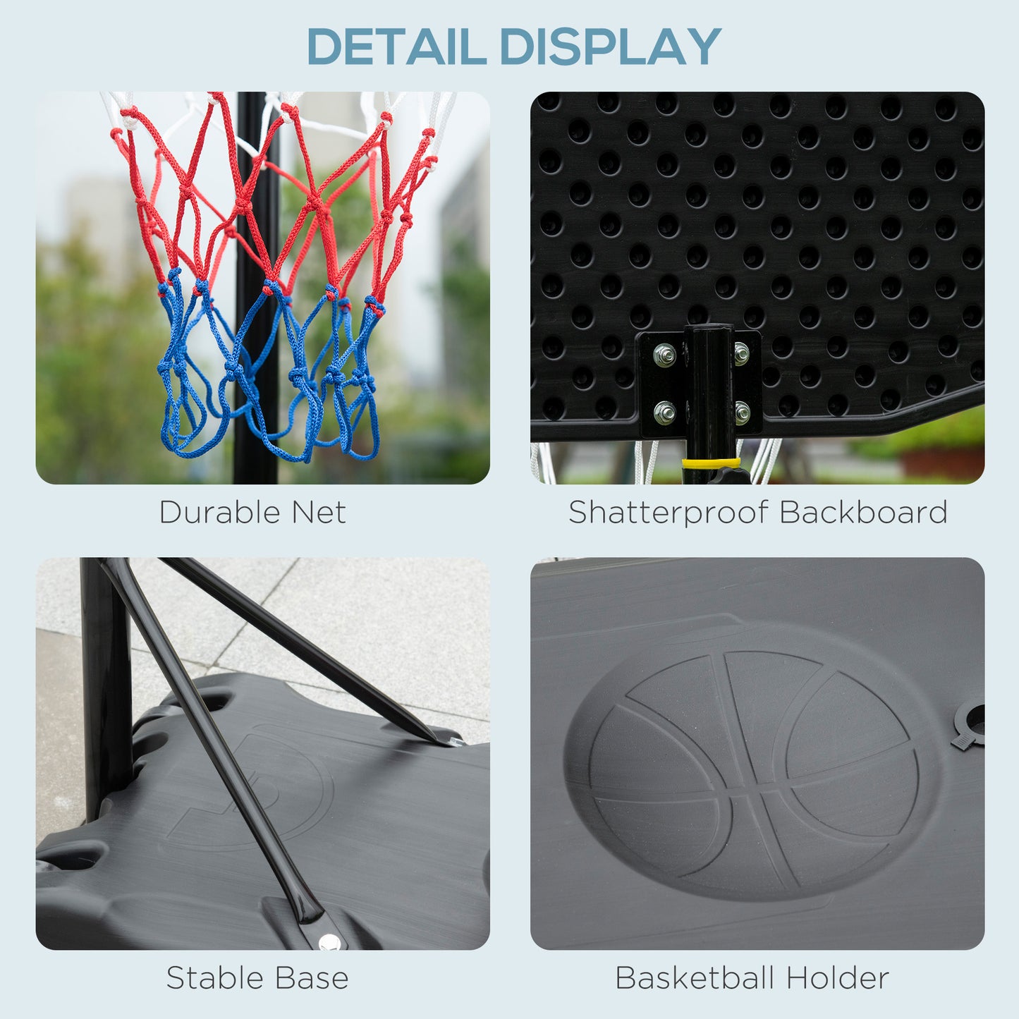 Adjustable Basketball Hoop and Stand W/ Wheels and Weight Base 1.6-2.1M