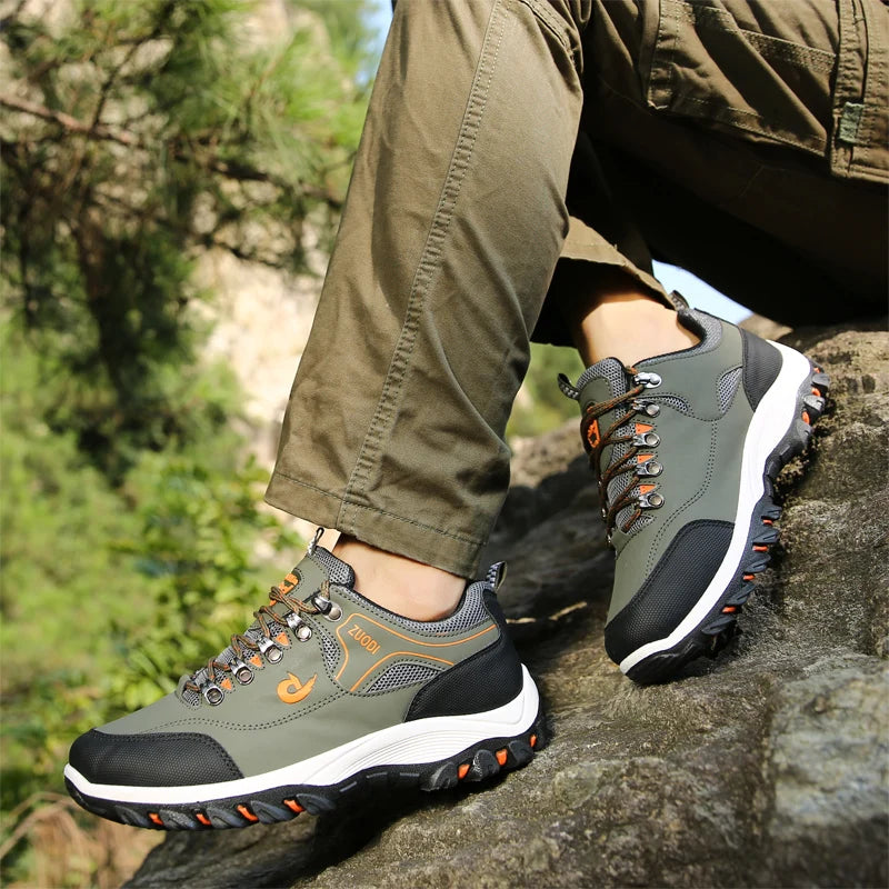 Autumn And Winter Models, Men's Waterproof Hiking Shoes, Outdoor PU Leather Sports Shoes, Wear-Resistant,  Walking, Tactical